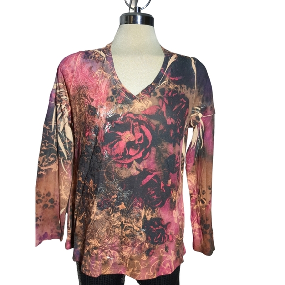 Multicolor Brown and Pink 3/4 Sleeves Size L - Picture 2 of 13